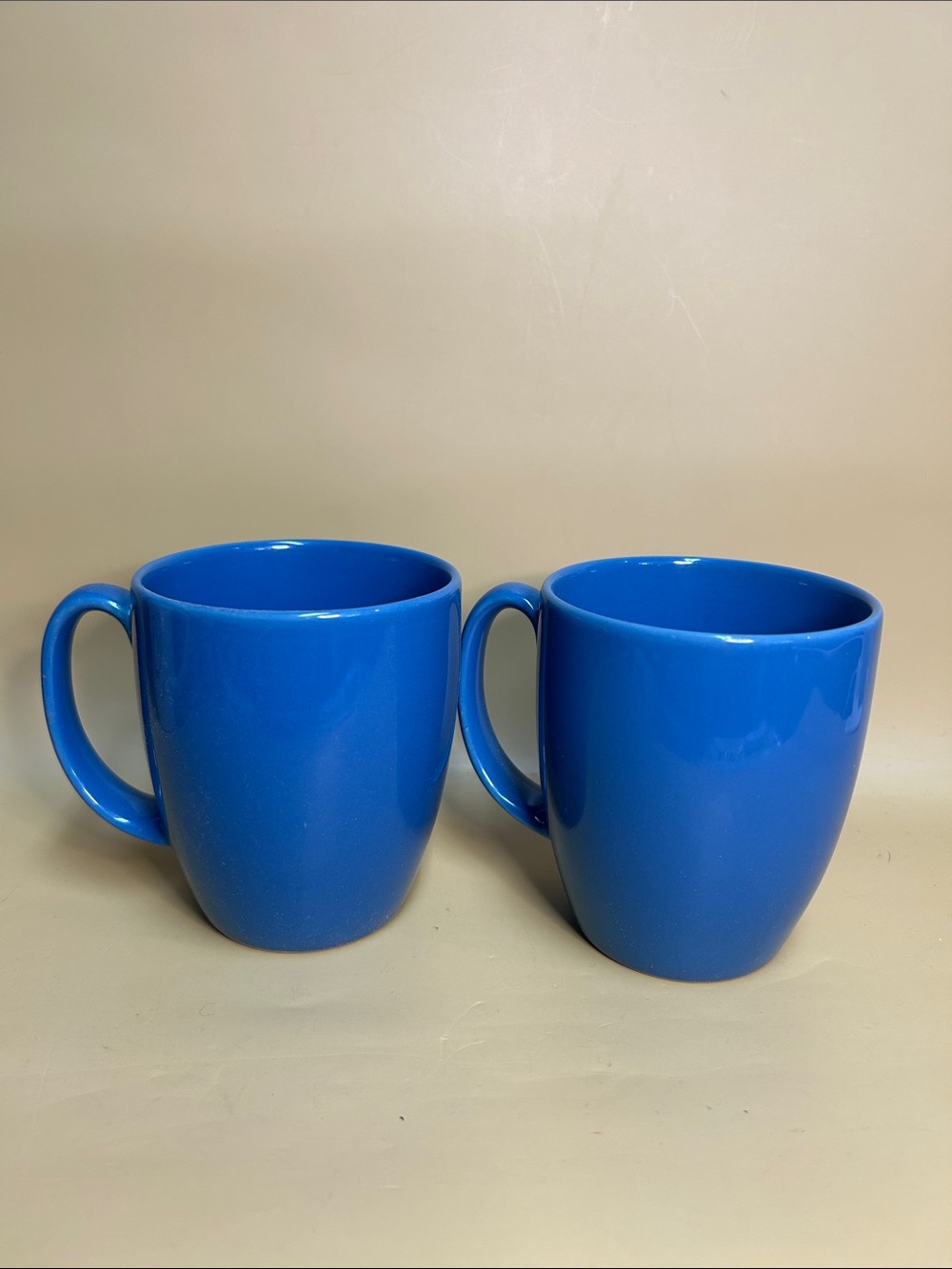Corelle Stoneware Coffee Cups Mugs Lot Of 2 Cornflower Blue Vintage Pottery